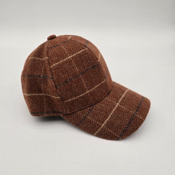 Anthropologie Hat Womens Brown Plaid Baseball Cap Strapback Wool Tweed 6 Panel main image 6
